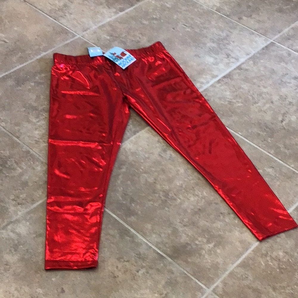 Rockin Around red shiny holiday leggings, size large, NWT